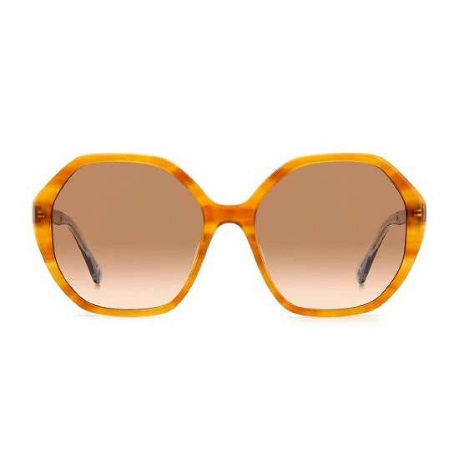 Accessories * | Cheap Kate Spade New York Women'S Waverly Hexagonal Frame Sunglasses Brown Horn