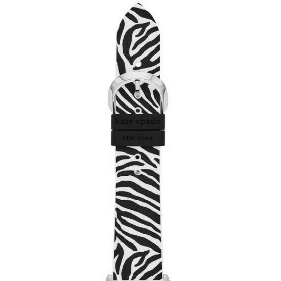 Accessories * | New Kate Spade New York Zebra Print Silicone 38/40/41Mm Band For Smart Watch Black/White