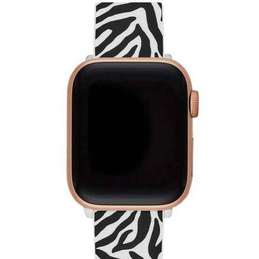 Accessories * | New Kate Spade New York Zebra Print Silicone 38/40/41Mm Band For Smart Watch Black/White