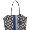 Handbags * | Budget Kate Spade New York Everything Spade Flower Jacquard Stripe Large Tote Bag Blue Multi