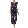 Lingerie * | Coupon Kate Spade New York Flower Print Square Neck Cap Sleeve Pajama Set Dark Blue