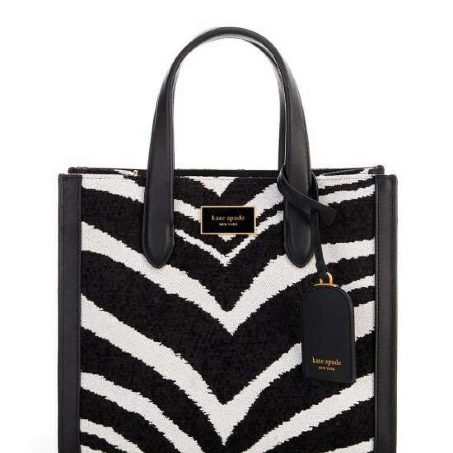 Handbags * | Cheap Kate Spade New York Manhattan Bold Zebra Boucle Jacquard Small Tote Bag Black Multi