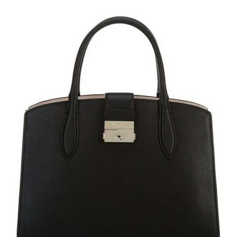 Handbags * | Hot Sale Kate Spade New York Voyage Medium Leather Satchel Bag Black