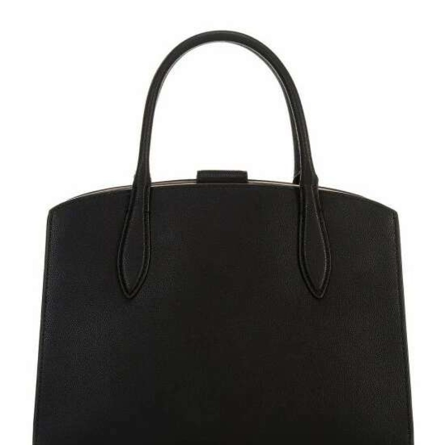 Handbags * | Hot Sale Kate Spade New York Voyage Medium Leather Satchel Bag Black