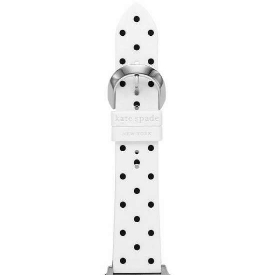 Accessories * | Promo Kate Spade New York White And Black Print Silicone 38/40Mm Band For Apple Watch Polka Dot