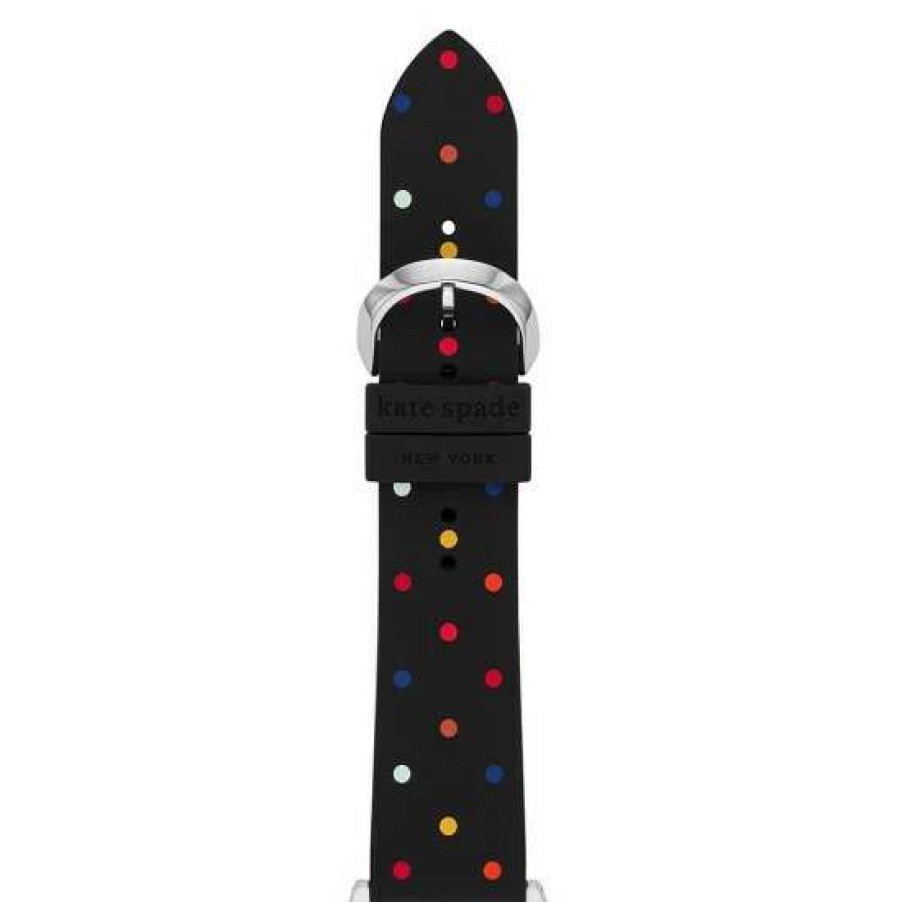 Accessories * | New Kate Spade New York Multicolor Dot Silicone 38/40/41Mm Band For Apple Watch Black