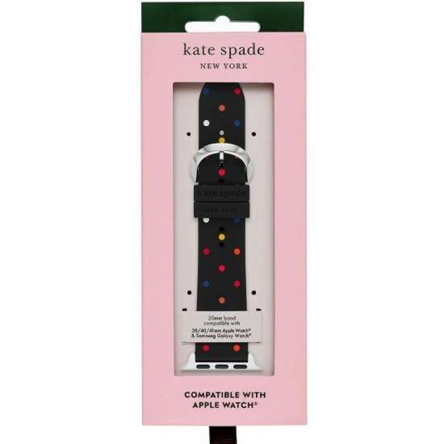 Accessories * | New Kate Spade New York Multicolor Dot Silicone 38/40/41Mm Band For Apple Watch Black