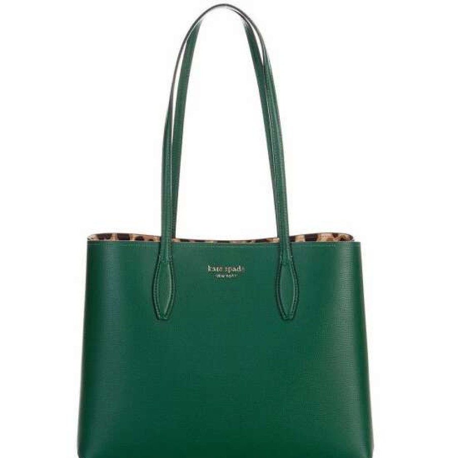 Handbags * | Outlet Kate Spade New York All Day Leopard Large Leather Tote Bag Arugula