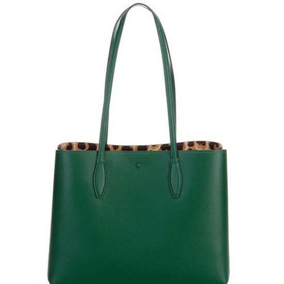 Handbags * | Outlet Kate Spade New York All Day Leopard Large Leather Tote Bag Arugula