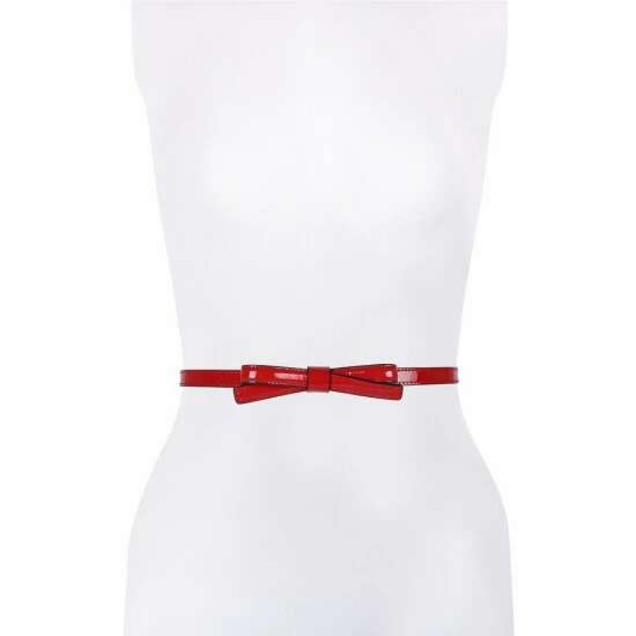 Accessories * | Cheap Kate Spade New York 0.50#Double; Shoestring Bow Patent Leather Belt Engine Red