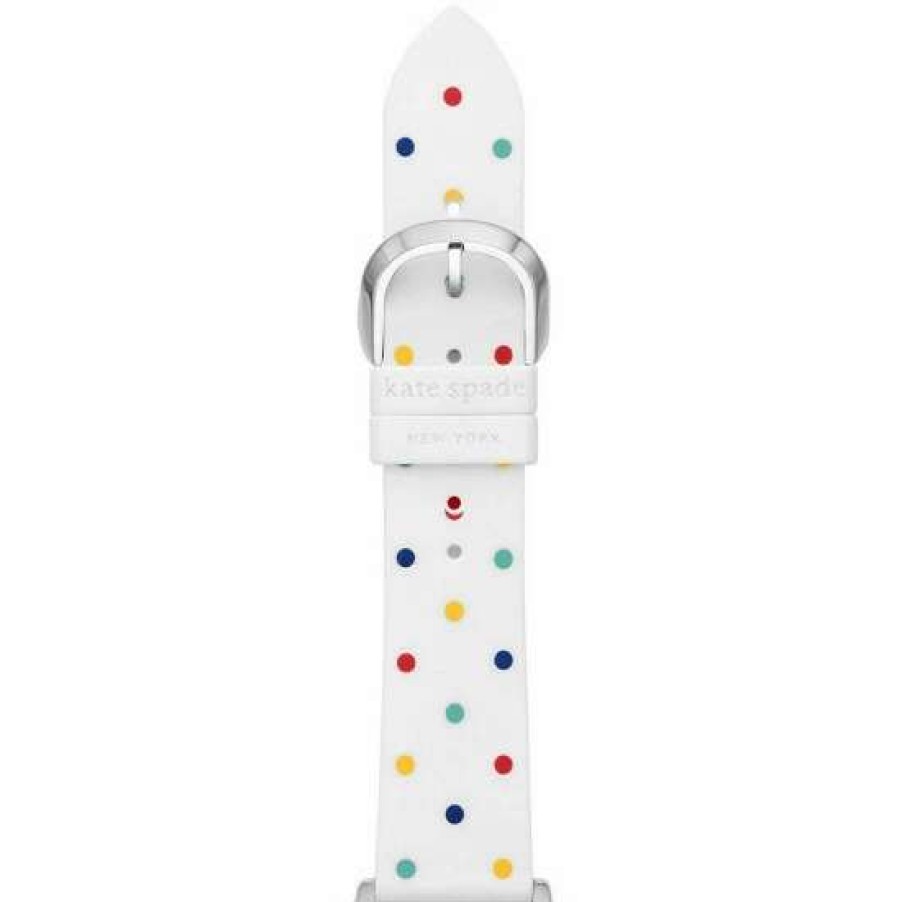 Accessories * | Coupon Kate Spade New York White Multi Dot Silicone 38/40/41Mm Band For Apple Watch White/Multi