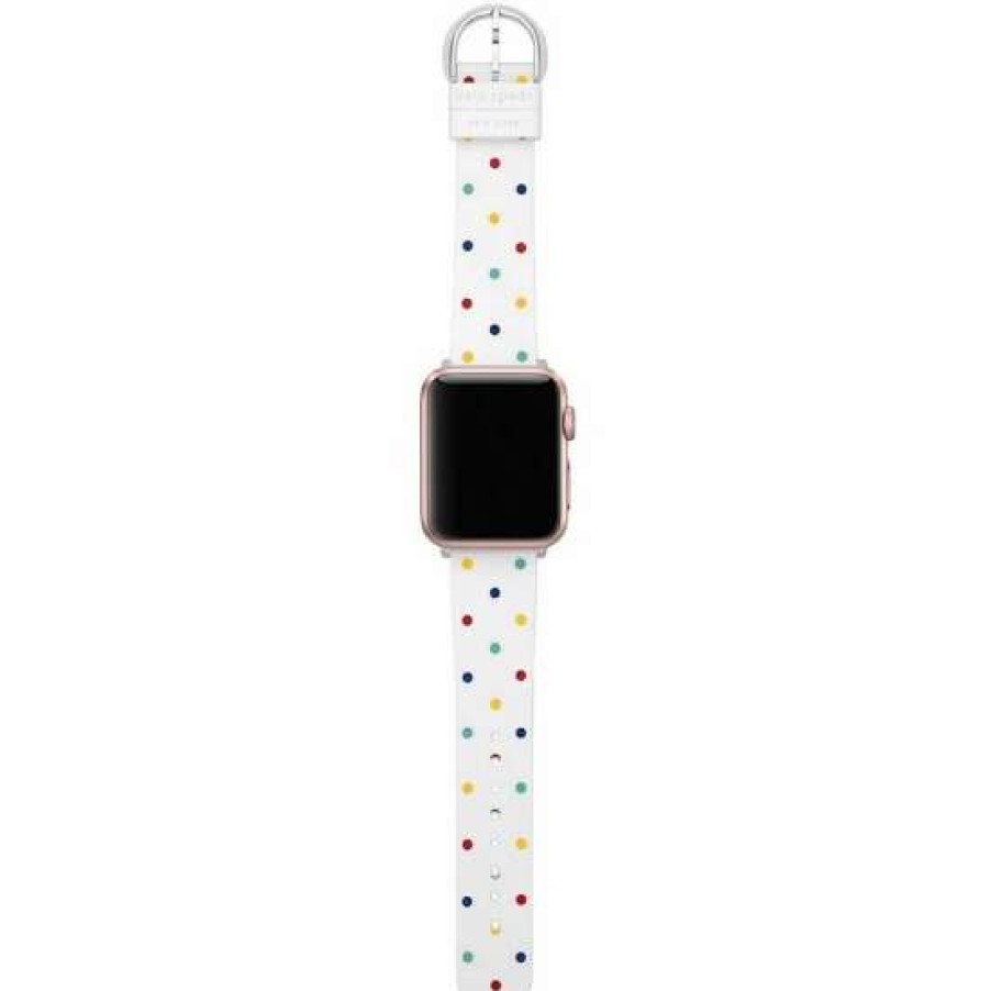 Accessories * | Coupon Kate Spade New York White Multi Dot Silicone 38/40/41Mm Band For Apple Watch White/Multi