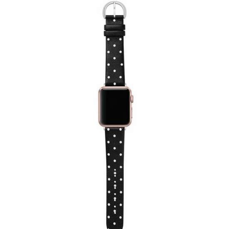 Accessories * | Best Pirce Kate Spade New York Dot Leather 38/40 Mm Apple Watch Strap Black And White