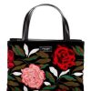 Handbags * | Promo Kate Spade New York Sam Icon Rose Velvet Small Tote Bag Black Multi