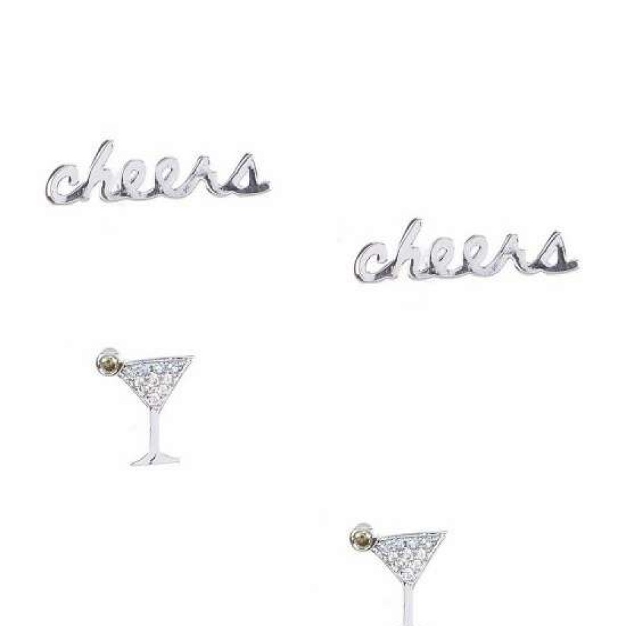 Accessories * | Wholesale Kate Spade New York Say Yes Cheers Stud Earring Set Silver