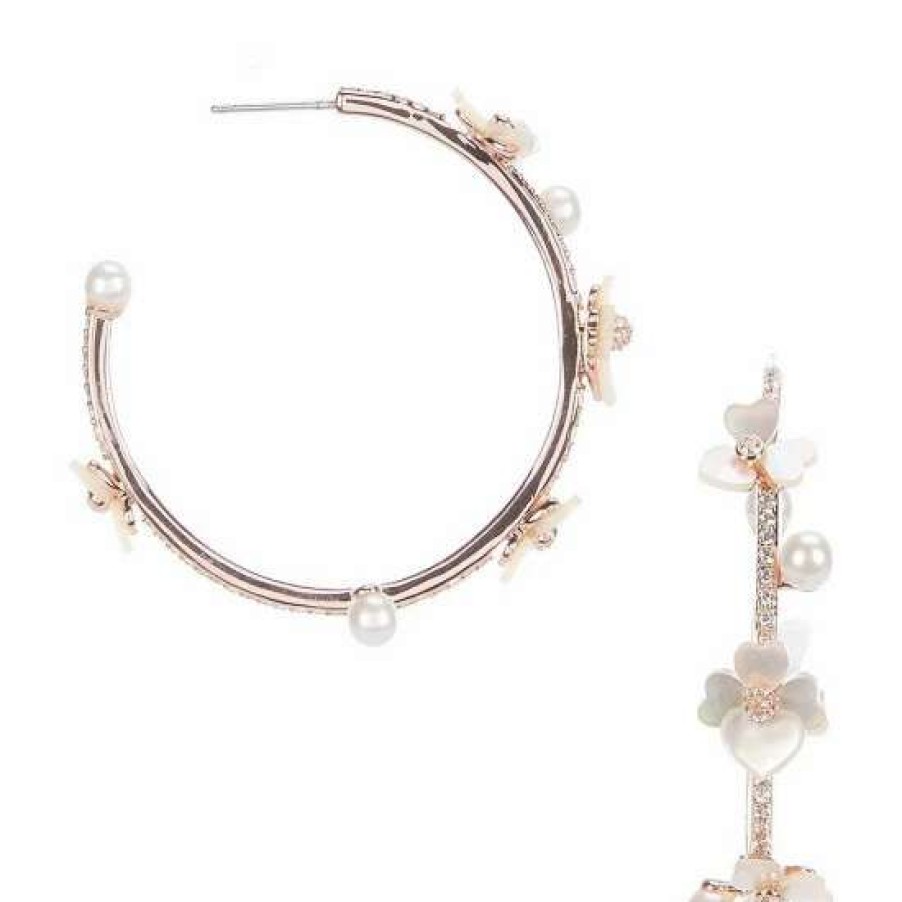 Accessories * | Top 10 Kate Spade New York Precious Pansy Scatter Hoop Earrings White Multi