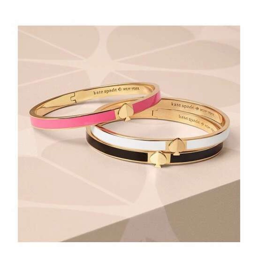 Accessories * | Best Pirce Kate Spade New York Heritage Spade Thin Enamel Spade Bangle Bracelet Black