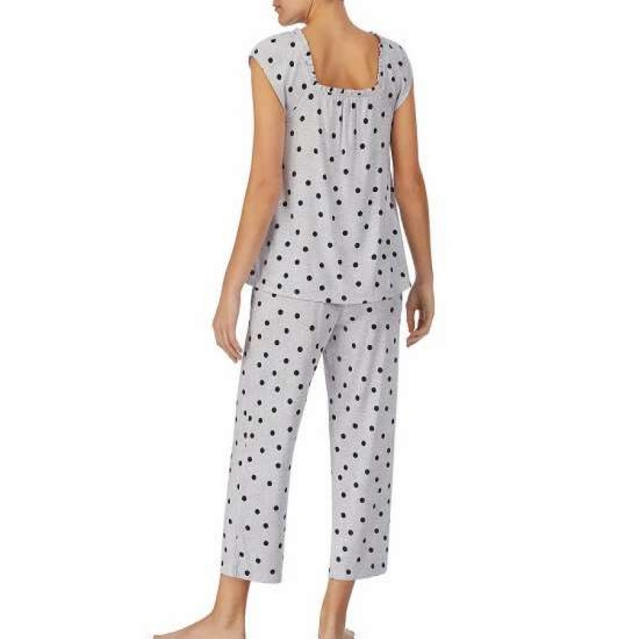 Lingerie * | Wholesale Kate Spade New York Dotted Print Square Neck Cap Sleeve Pajama Set Grey Heather