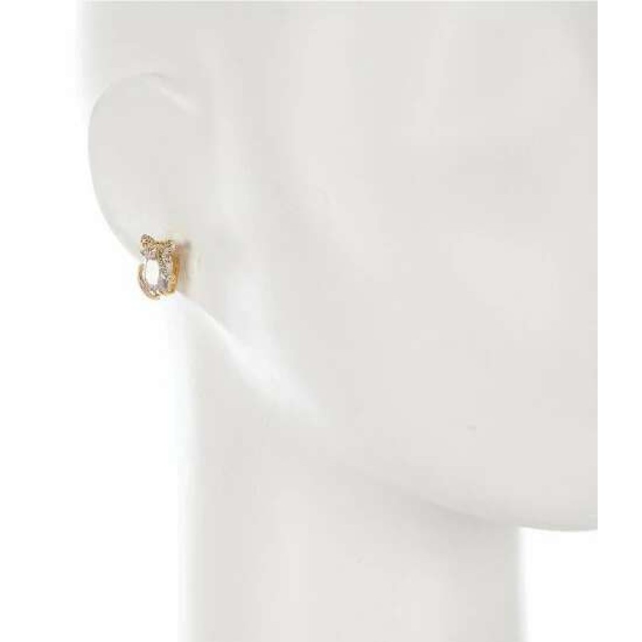 Accessories * | Top 10 Kate Spade New York Pave Present Stud Earrings Clear/Gold