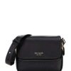 Handbags * | New Kate Spade New York Run Around Leather Large Flap Crossbody Bag Black