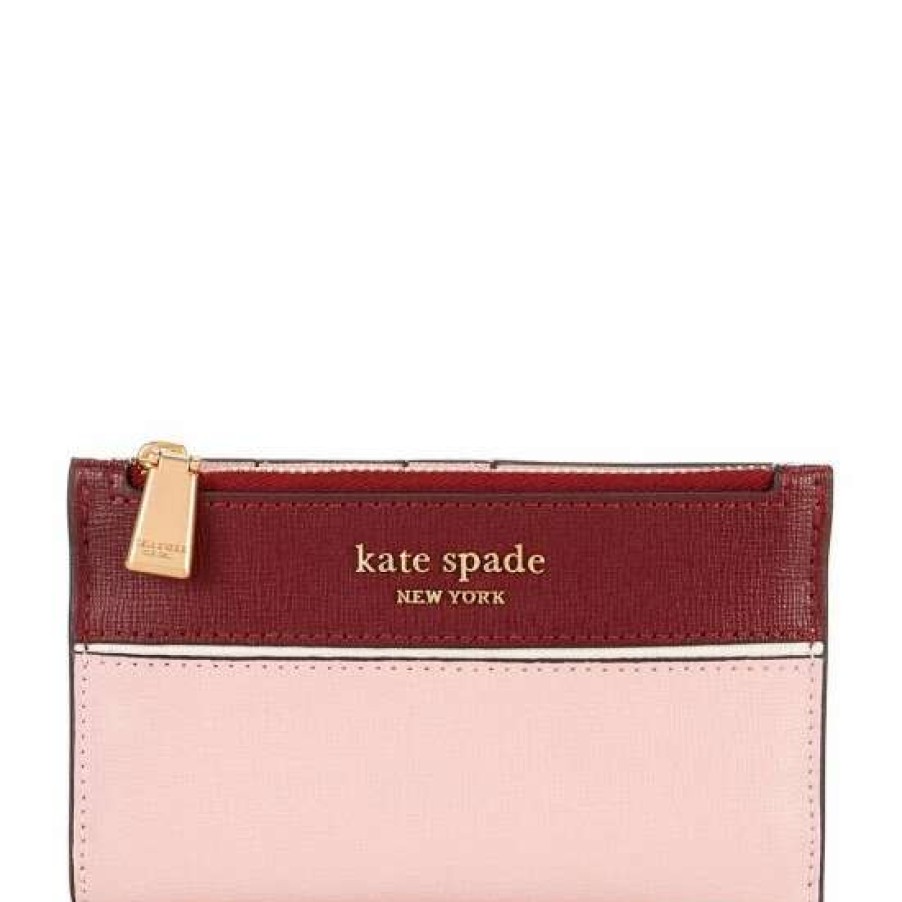 Handbags * | Best Sale Kate Spade New York Morgan Colorblock Slim Leather Bifold Wallet Dogwood Pink Multi