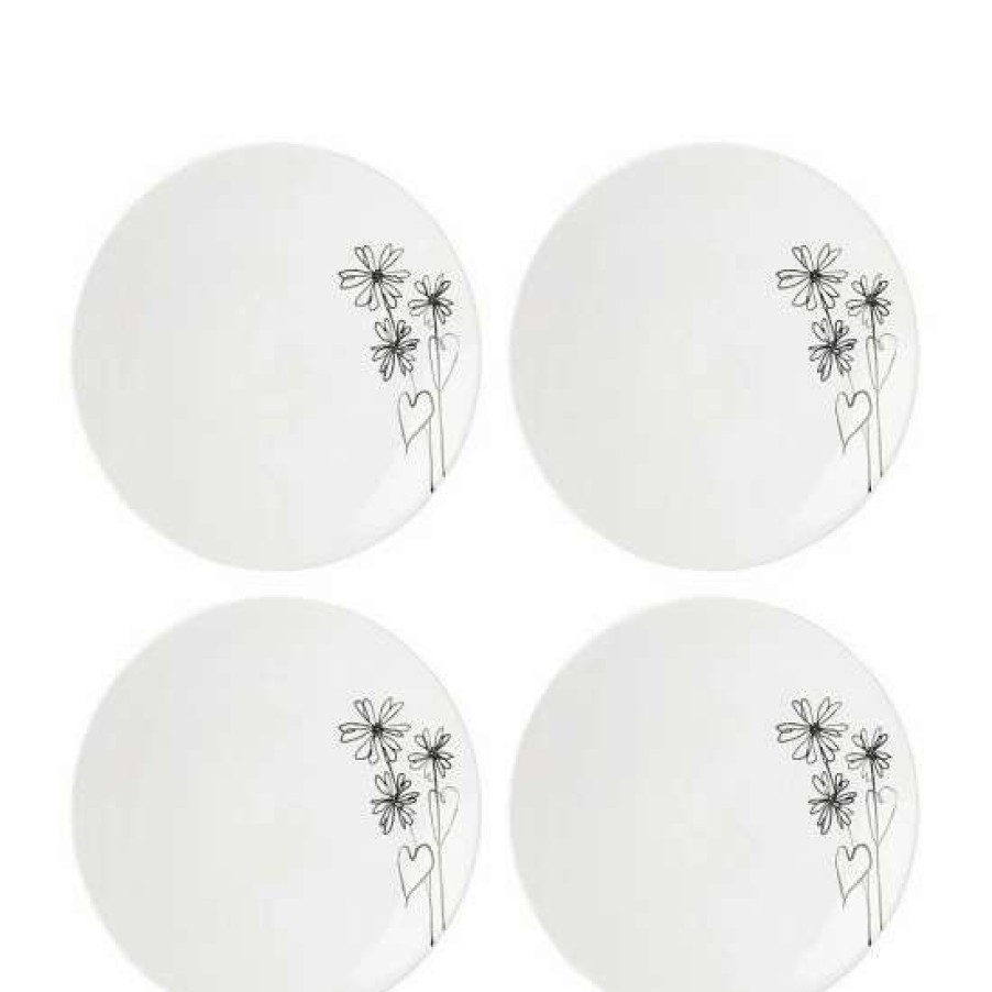 Home * | Cheap Kate Spade New York Garden Doodle 4-Piece Dinner Plate Set White