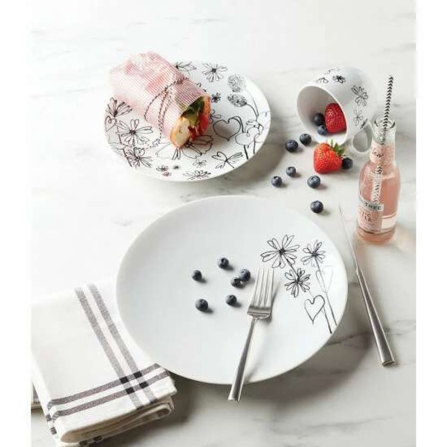 Home * | Cheap Kate Spade New York Garden Doodle 4-Piece Dinner Plate Set White