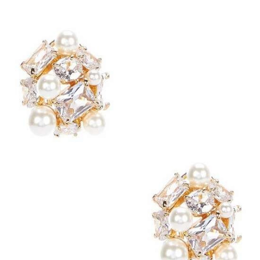 Accessories * | Brand New Kate Spade New York Candy Shop Cluster Stud Earrings Cream/Gold