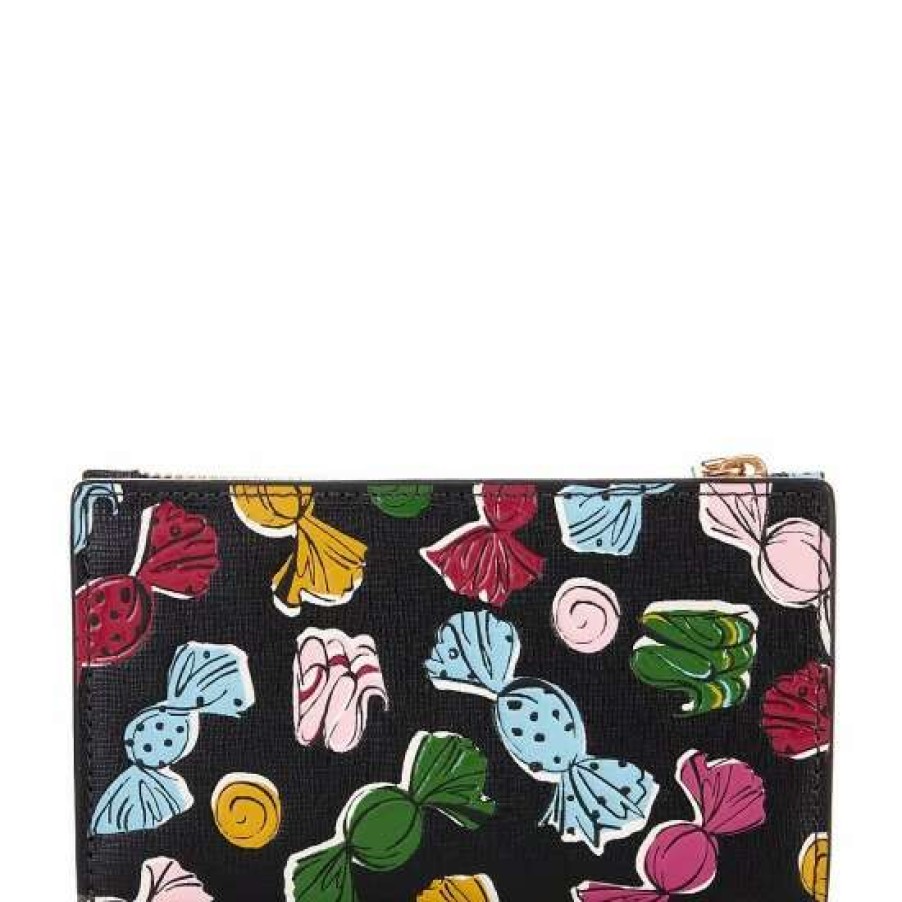 Handbags * | Best Sale Kate Spade New York Morgan Assorted Candies Embossed Saffiano Leather Small Slim Bifold Wallet Black Multi