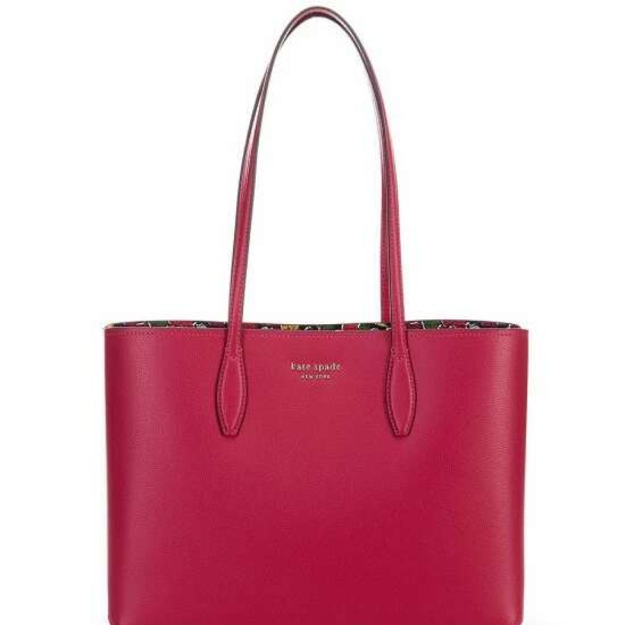 Handbags * | Hot Sale Kate Spade New York All Day Festive Candies Pop Printed Crossgrain Leather Large Tote Bag Plum Liquer