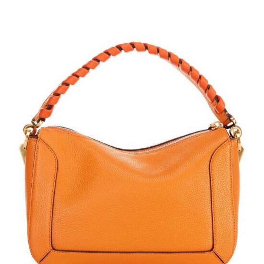 Handbags * | Hot Sale Kate Spade New York Crush Whipstitched Pebbled Leather Medium Crossbody Bag Orange Zinnia