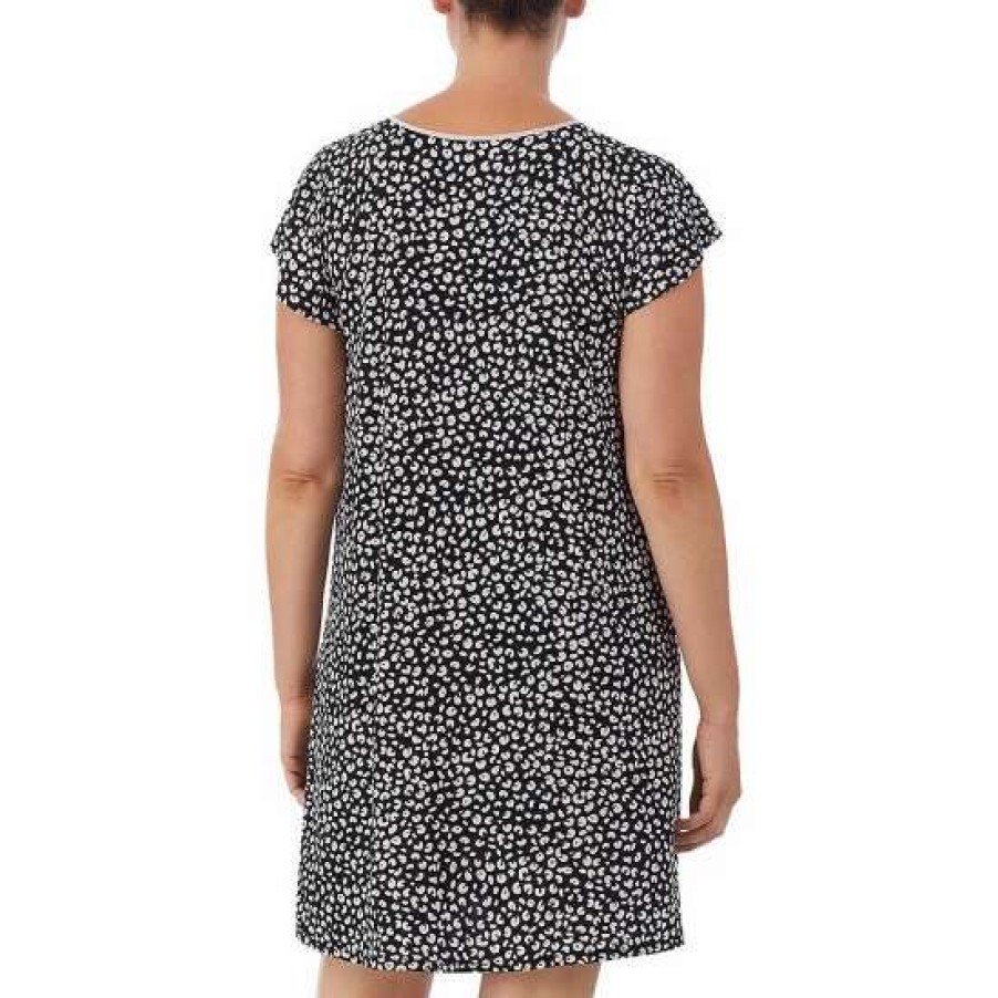 Lingerie * | Wholesale Kate Spade New York Plus Print Tie V-Neck Short Flutter Sleeve Knit Nightgown Leopard