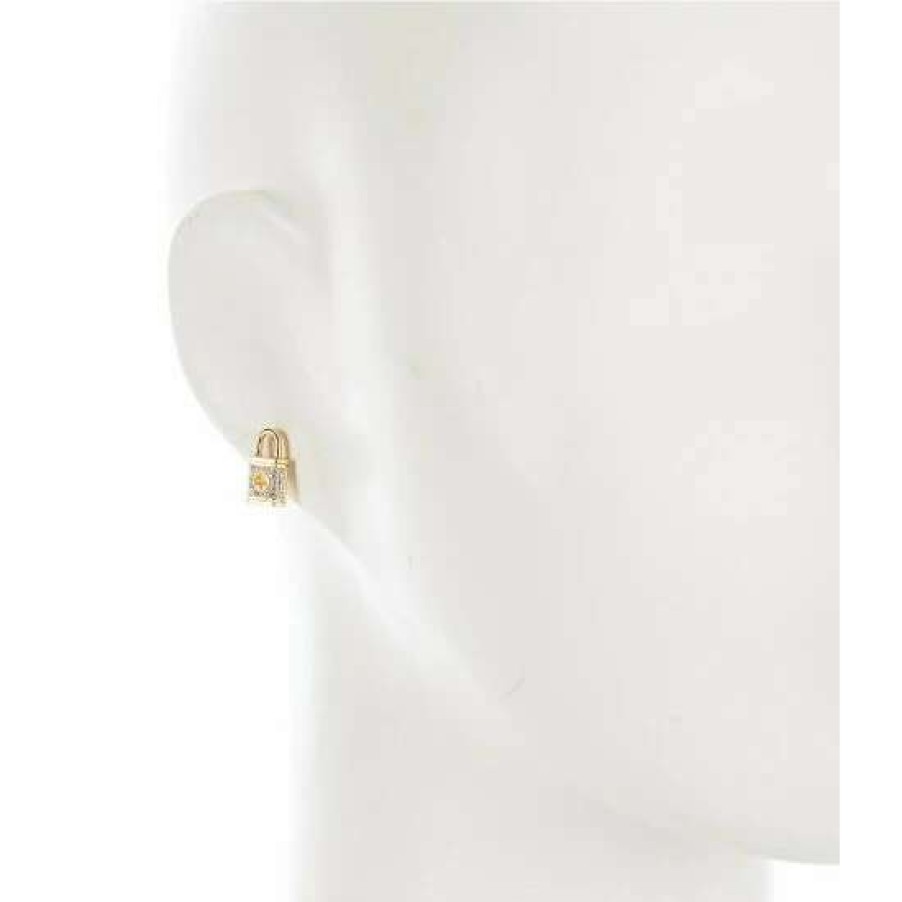 Accessories * | Discount Kate Spade New York Lock And Spade Pave Stud Earrings Gold