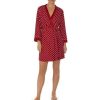 Lingerie * | Hot Sale Kate Spade New York Dotted Print Long Sleeve Short Cozy Robe Red Cream