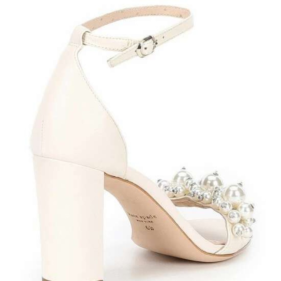 Shoes * | Budget Kate Spade New York Rosa Pearl Beaded Ankle Strap Dress Sandals Parchment