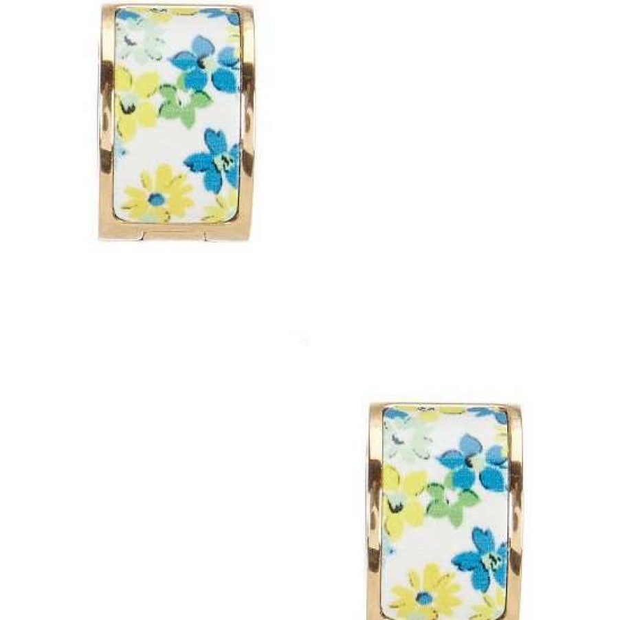 Accessories * | Deals Kate Spade New York Floral Huggie Hoop Earrings Floral Blue