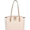 Handbags * | Brand New Kate Spade New York Voyage Colorblock Large Leather Tote Bag Pale Dogwood Multi