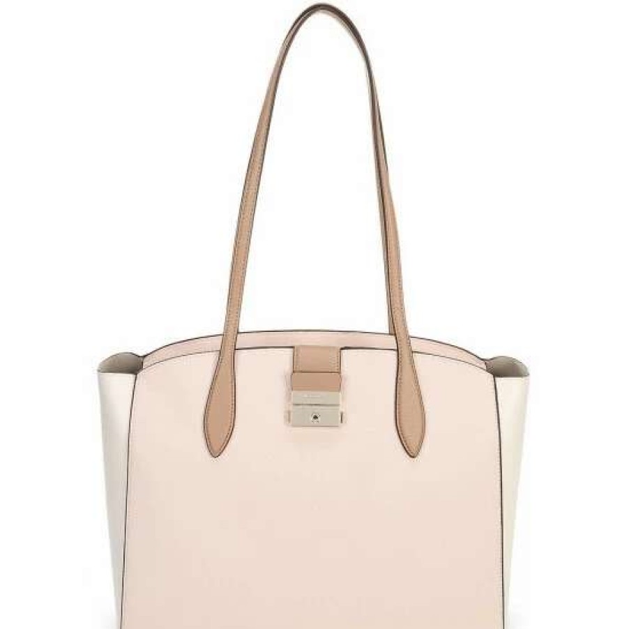 Handbags * | Brand New Kate Spade New York Voyage Colorblock Large Leather Tote Bag Pale Dogwood Multi