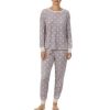 Lingerie * | Deals Kate Spade New York Dotted Print Long Sleeve Round Neck Velour Pajama Set Grey Dot