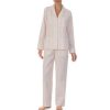 Lingerie * | Best Reviews Of Kate Spade New York Zebra Striped Long Sleeve Notch Collar Woven Poplin Pajama Set White/Pink