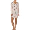 Lingerie * | Budget Kate Spade New York Holiday Costume Party Print Long Sleeve Round Neck Jersey Knit Nightshirt Pink/Multi