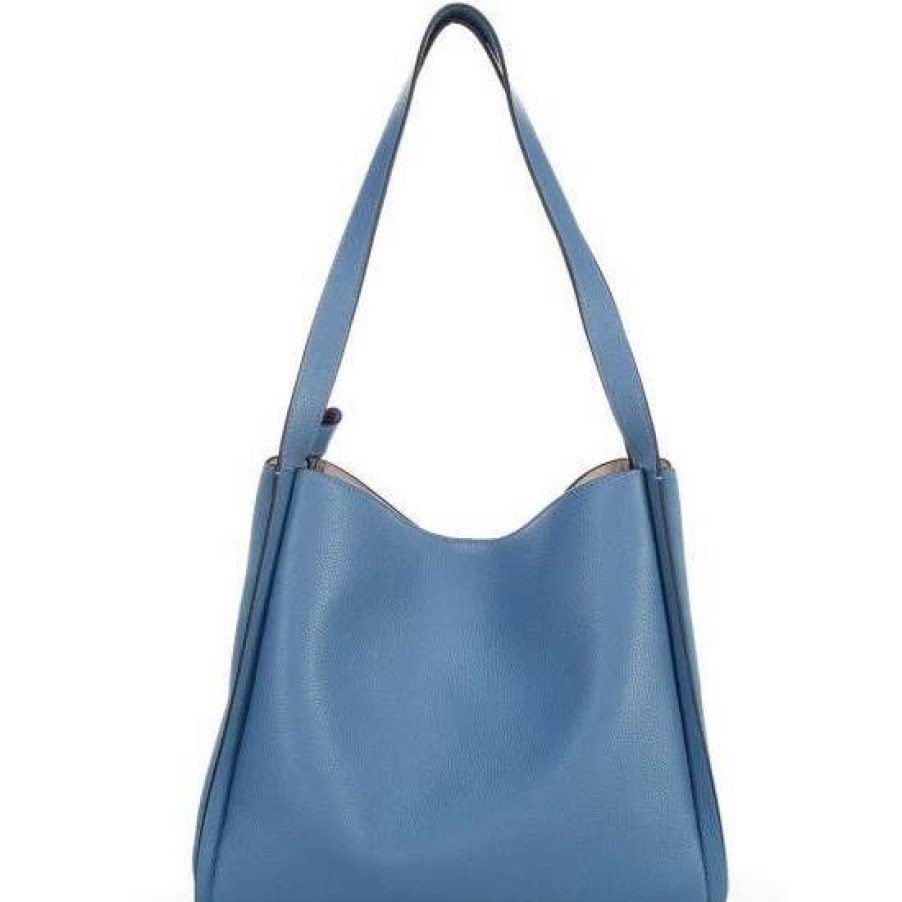 Handbags * | Brand New Kate Spade New York Knott Pebbled & Suede Leather Large Shoulder Bag Manta Blue