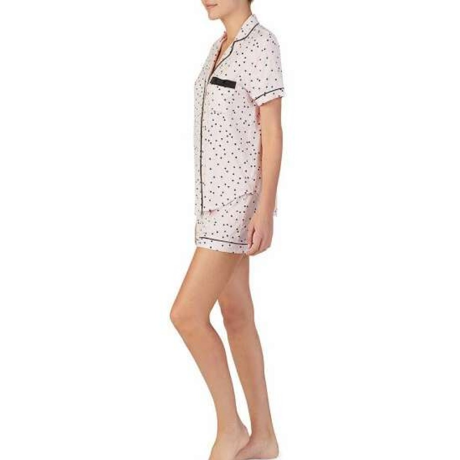 Lingerie * | Best Sale Kate Spade New York Dot Print Jersey Shorty Coordinating Pajama Set Pink Dot