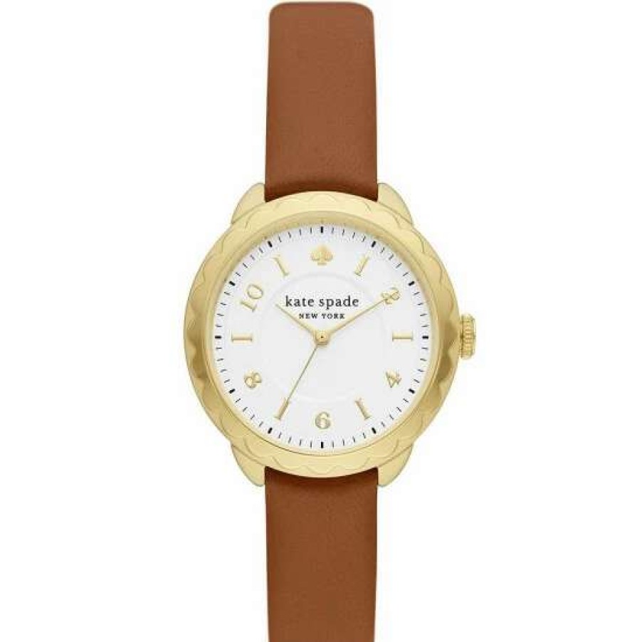 Accessories * | New Kate Spade New York Morningside Three-Hand Leather Strap Watch Brown