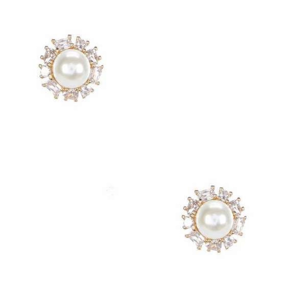 Accessories * | Promo Kate Spade New York Candy Shop Pearl Halo Stud Earrings Cream/Gold