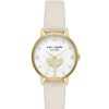 Accessories * | Hot Sale Kate Spade New York Metro Three-Hand Champagne White Leather Watch Gold/White