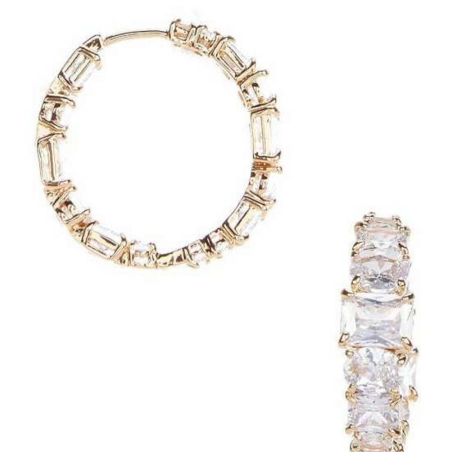 Accessories * | Budget Kate Spade New York Candy Shop Stone Hoop Earrings Clear/Gold