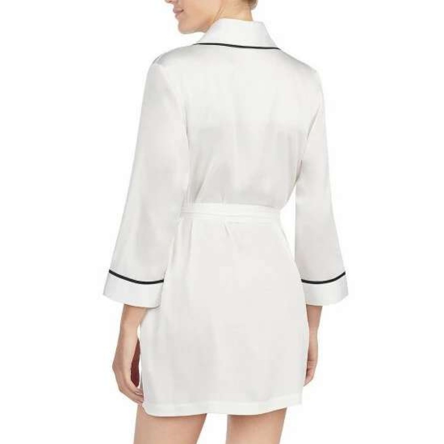 Lingerie * | Cheapest Kate Spade New York Bridal Charmeuse Robe Off White/Black