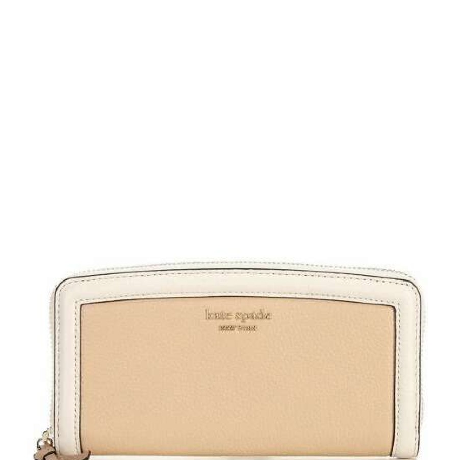 Handbags * | Discount Kate Spade New York Knott Colorblock Slim Leather Continental Wallet Warm Stone Multi