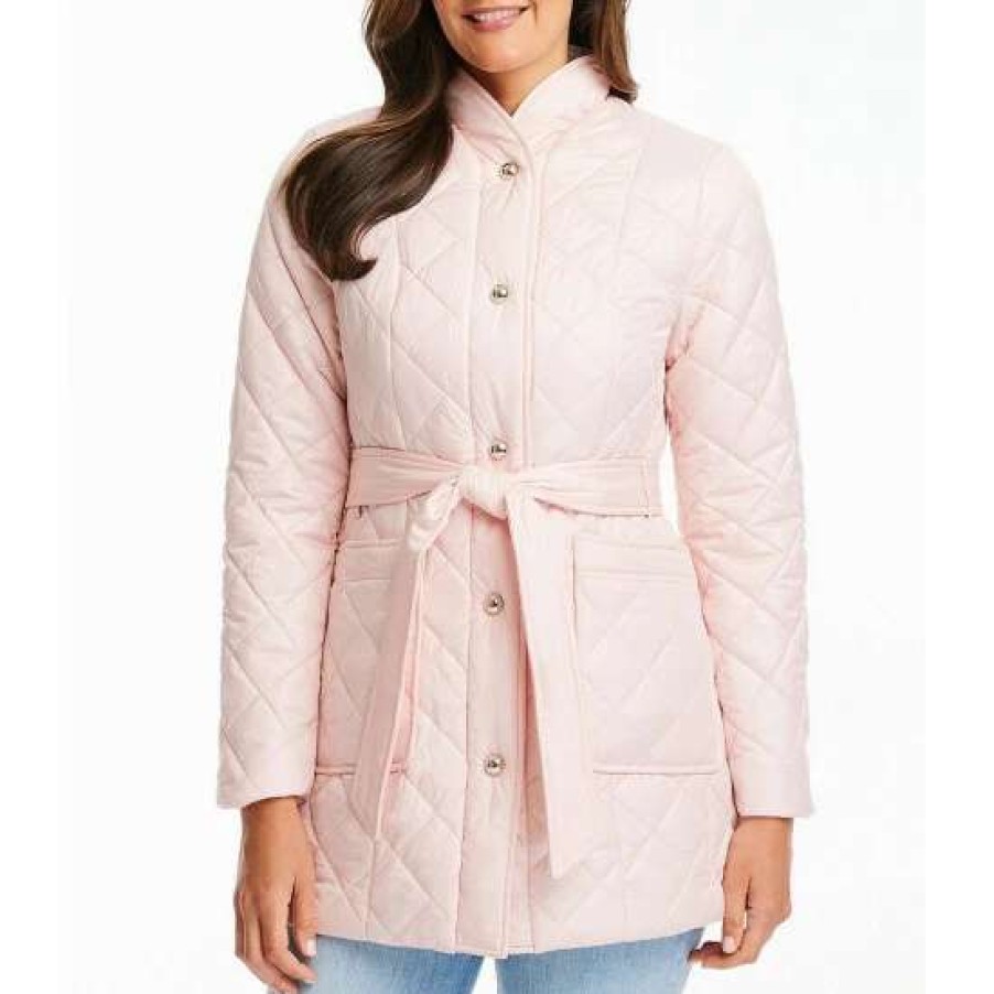 Women'S Clothing * | Coupon Kate Spade New York Quilted Belted Single Breasted Stand Collar Long Sleeve Puffer Coat